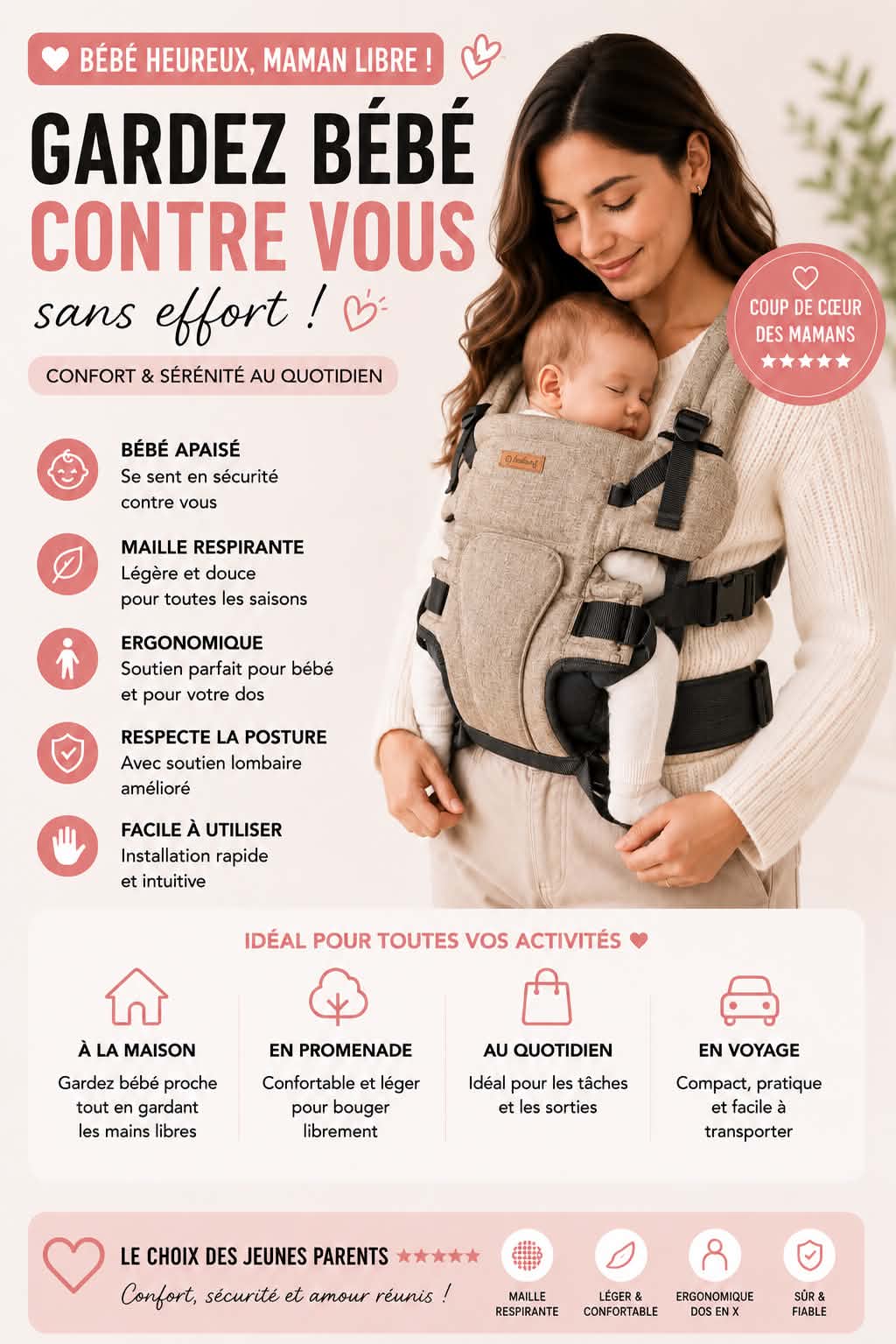 🎒 حمالة الأطفال الأرغونومية “فال بيبي” - الأفضل لملاكك الصغير 👶